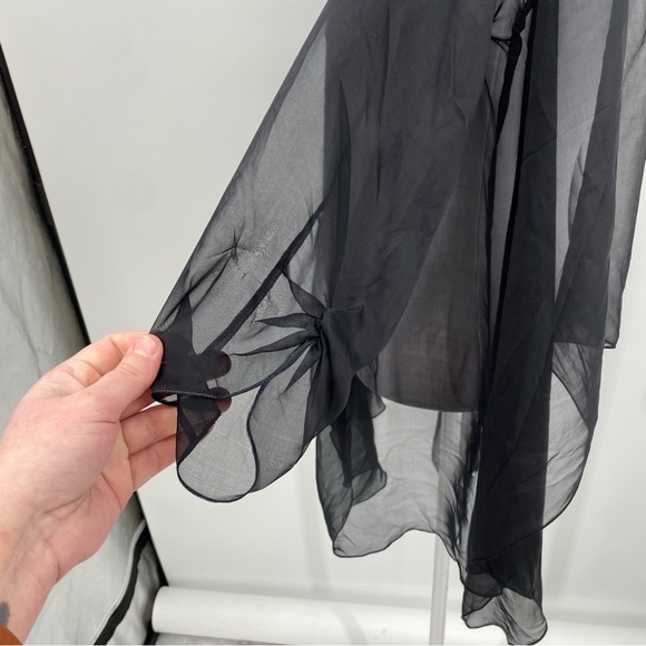 Lena Moro Silk Wrap‎ Cover Up Top Women’s S-L Black Karolina Sheer Whimsigoth - Picture 5 of 12